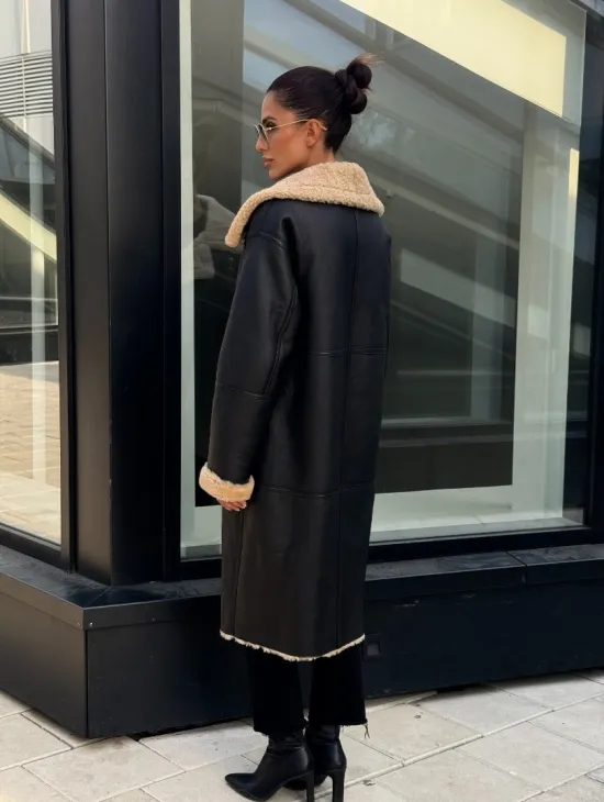 Женская натуральная дубленка из кожи силка - фото 7