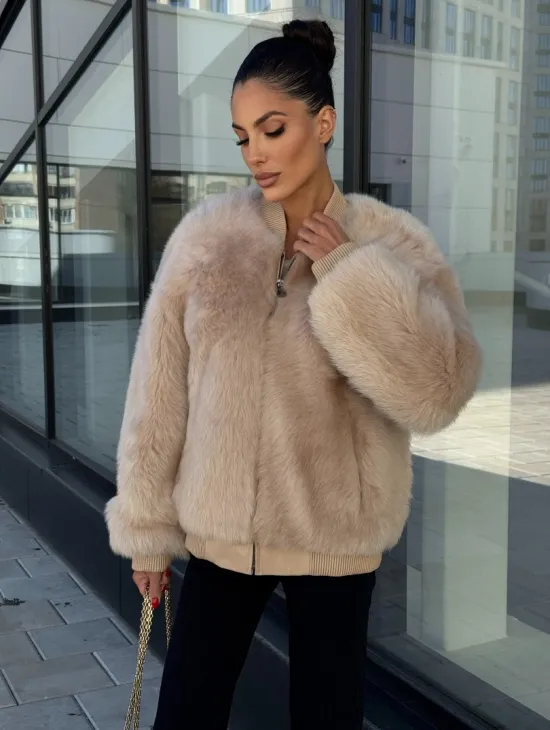 Меховая куртка - бомбер из натурального меха тосканы Турция - фото 6