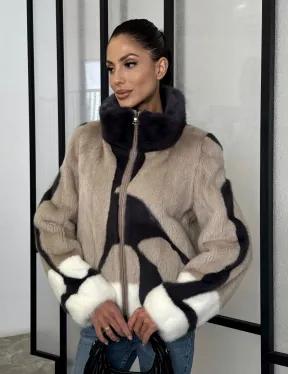 Норковая шуба - бомбер на молнии - фото 0