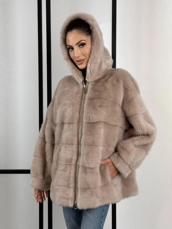Зимняя меховая норковая курточка с капюшоном - фото 10