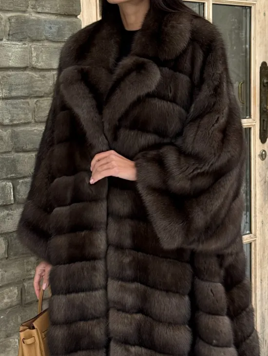 Роскошное манто из меха баргузинского соболя -  летучая мышь - фото 1