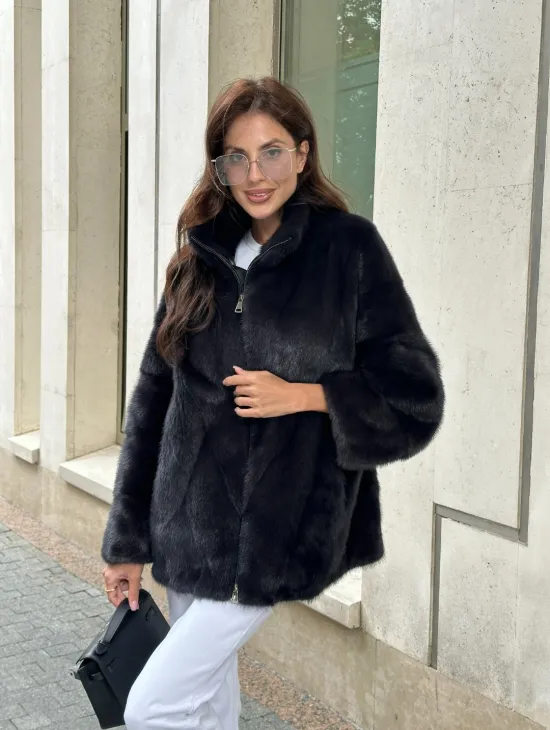 Норковый полушубок - графит - фото 9