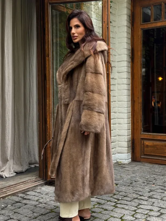Шуба норковая с капюшоном - цвет пастель - фото 5