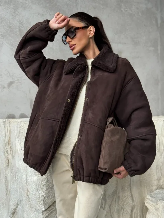 Дубленка бомбер женская - фото 10