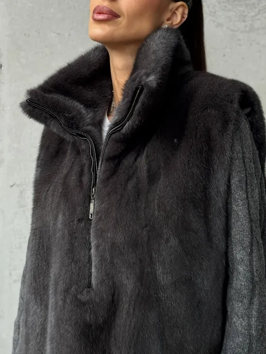 Меховая манишка из меха норки - фото 1