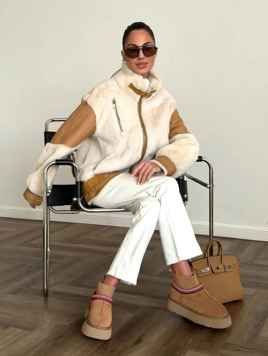 Комбинированная дубленка из норки и овчины - фото 7