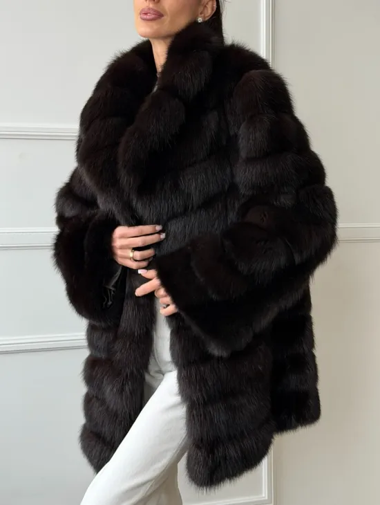 Шуба из куницы английский воротник - фото 2