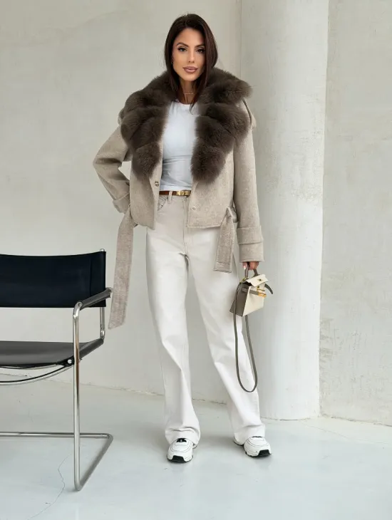 Куртка - пальто с мехом финского песца - фото 6