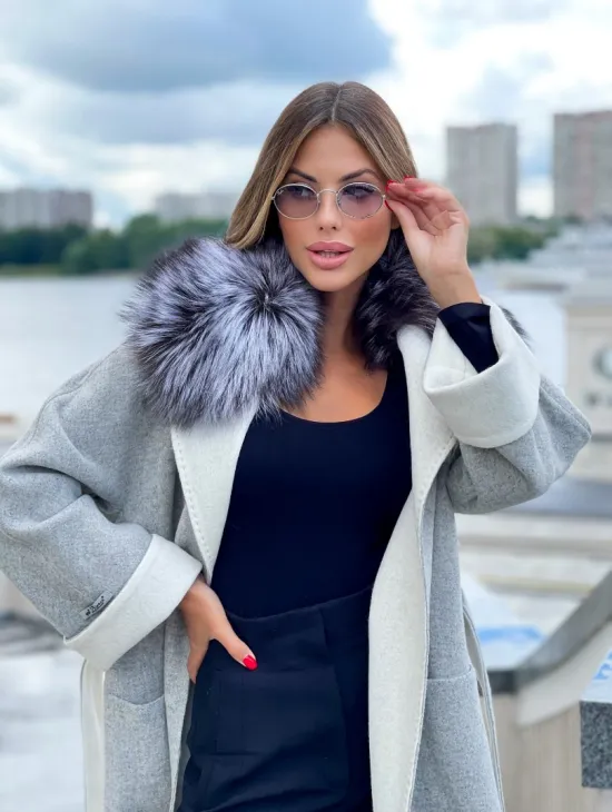 Пальто из шерсти альпаки с воротником блюфрост - фото 3