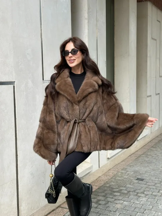 Шуба норковая автоледи - цвет соболь - фото 8